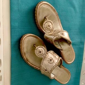 Jack Rogers classic gold wedges